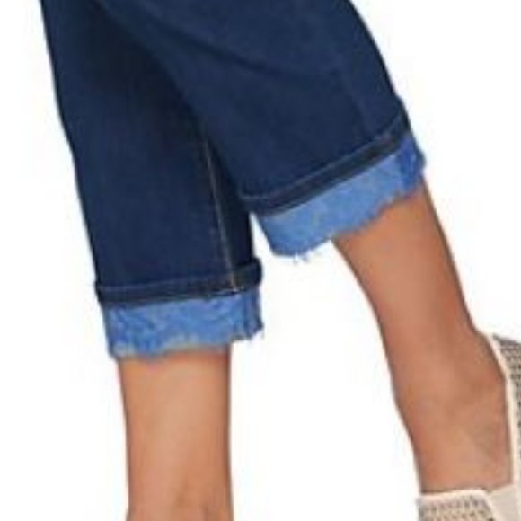 LOGO Straight Crop Refined Jeans with Lace Cuff - Picture 3 of 3